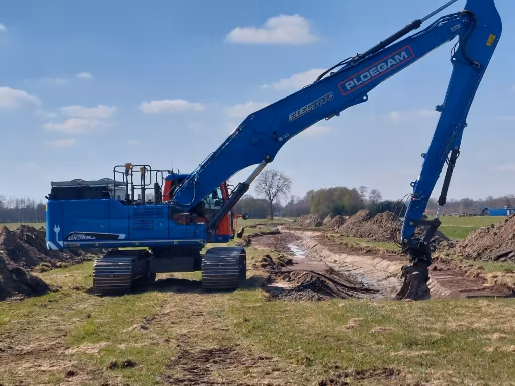 Grondwerk tijdens de uitvoering in Lampenbroek